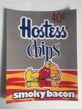 Hostess Chips Smoky Bacon Paper Reprint  8.5x11 Vintage Style Sign Promo Rare